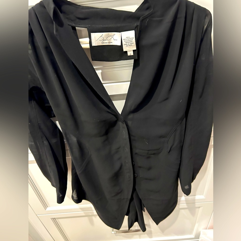 Byron Lars Size 2 Black Button Down With Open Bac… - image 1